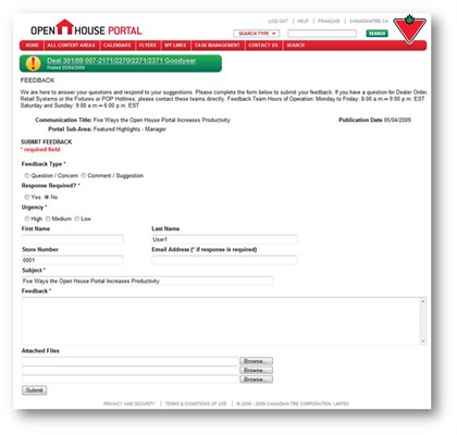 Enhanced communication between Home Office and Retail Stores through online Feedback Forms