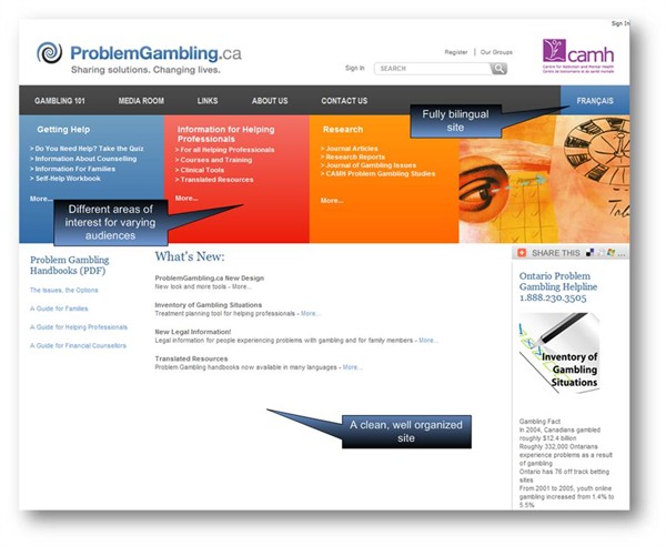ProblemGambling.ca new home page