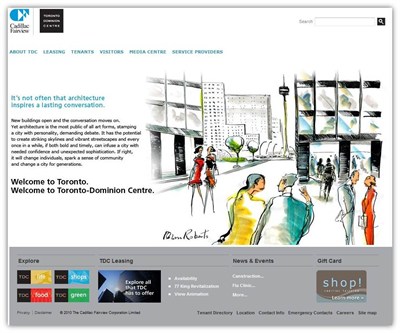 The new Toronto-Dominion Centre homepage with illustrations by Bruce Roberts