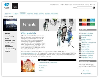 Existing tenants find all the information they need on services, amenities, news and events
