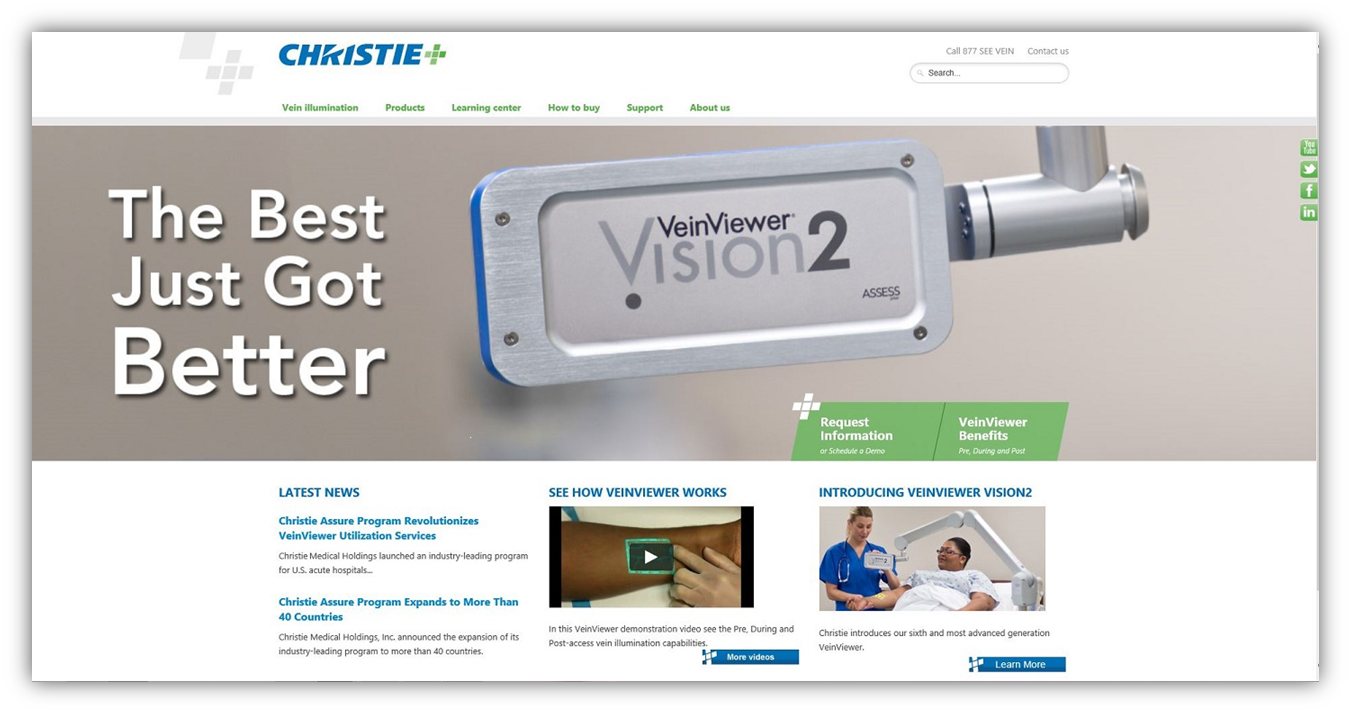 The new Christie Medical home page - now distinct from the Christie Corporate site