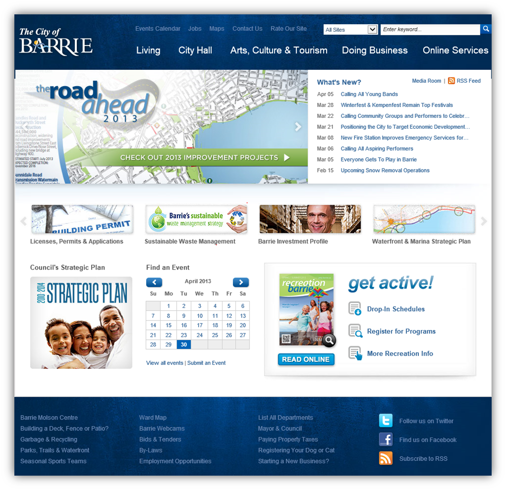 Home page for The City of Barrie website