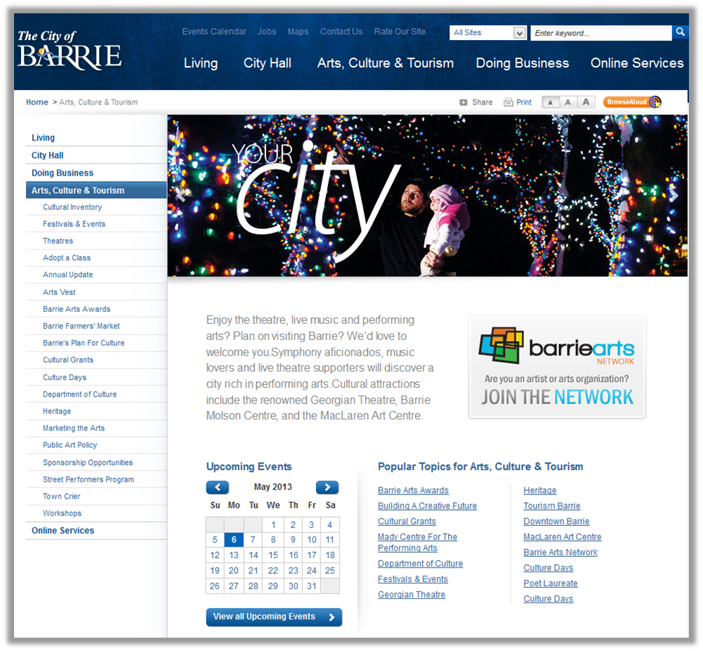 Standard page viewed on a full size screen