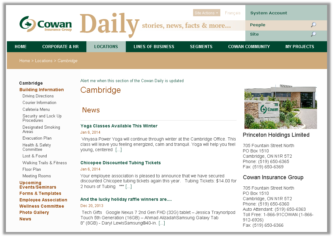Cowan news page