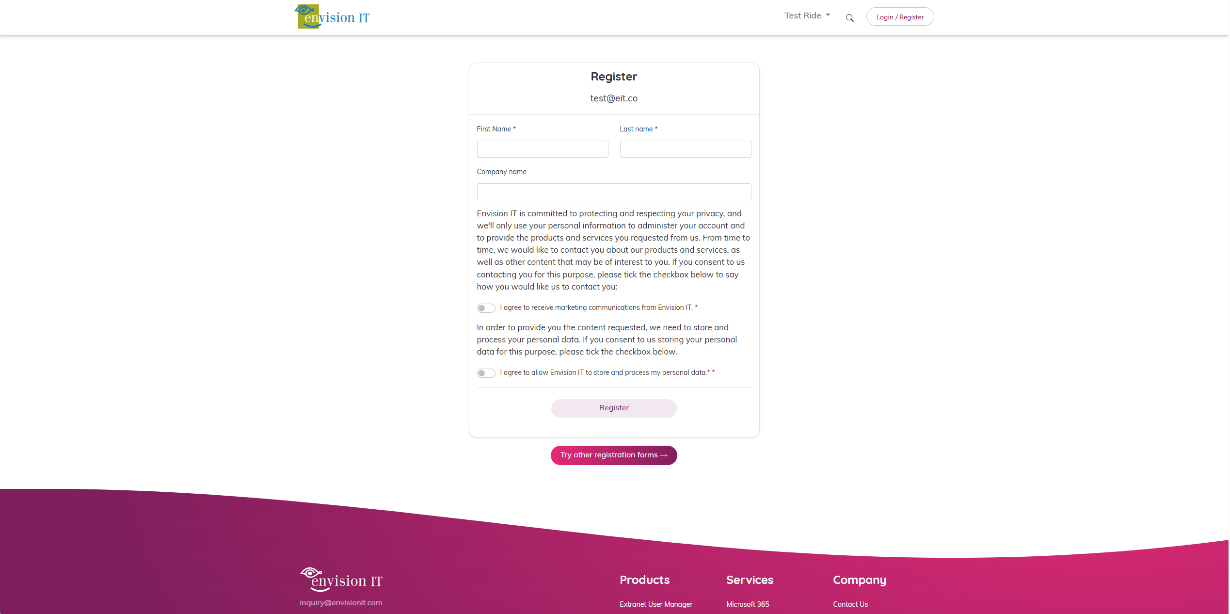 Demo Register Demo Register