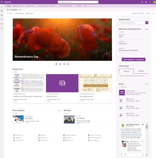 Peel Children's Aid Society Intranet Hompeage
