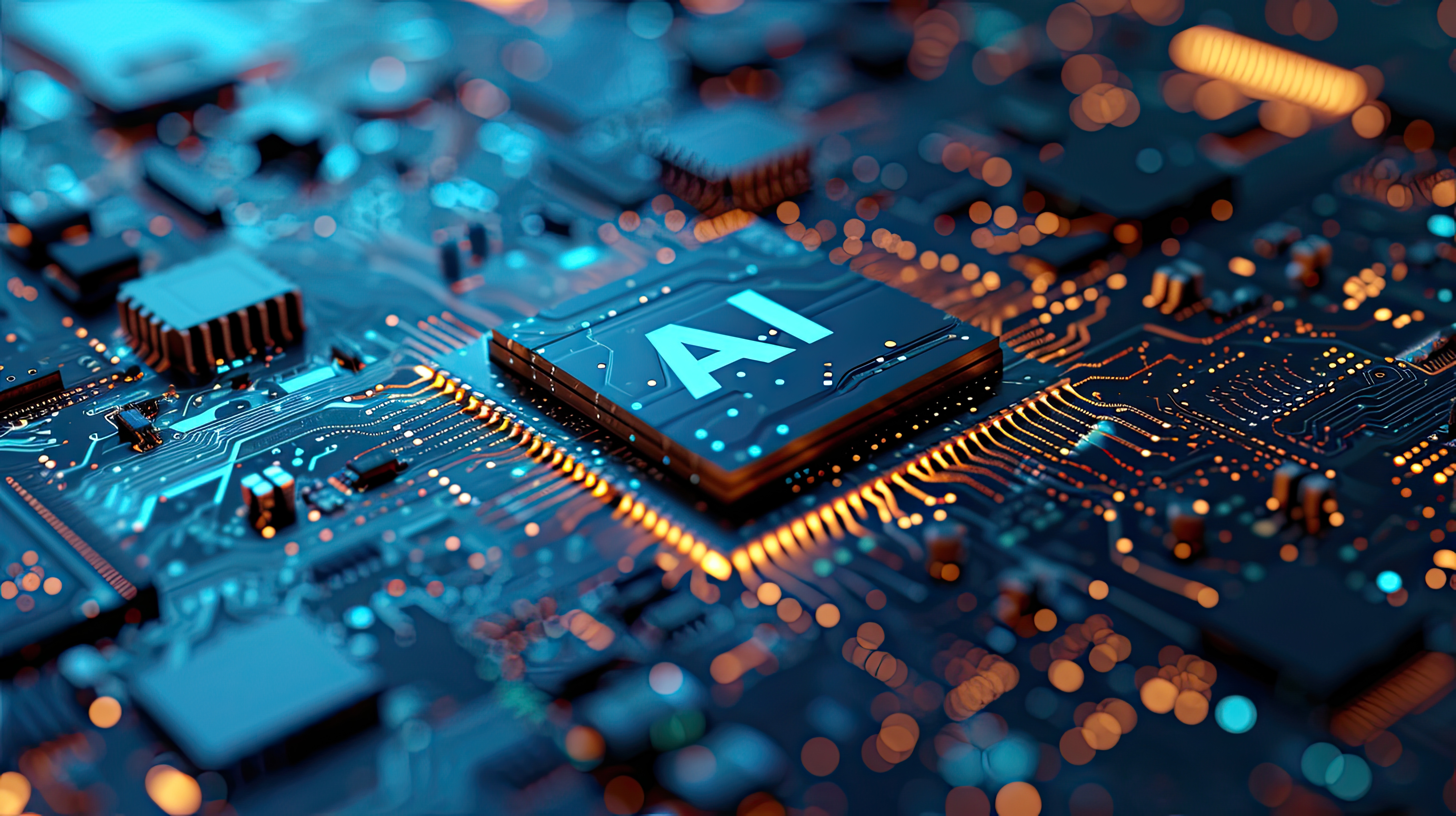 Detailed close-up of an AI chip on a circuit board