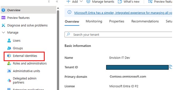 External Identities in Entra ID Menu External Identities in Entra ID Menu