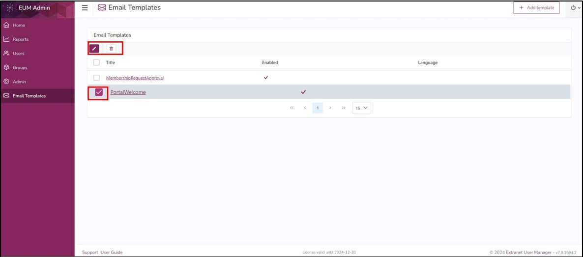 Select Email Template