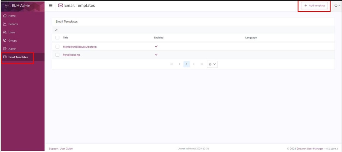 Add Email Template Add Email Template