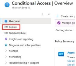 Conditional Access Policy Menu Conditional Access Policy Menu