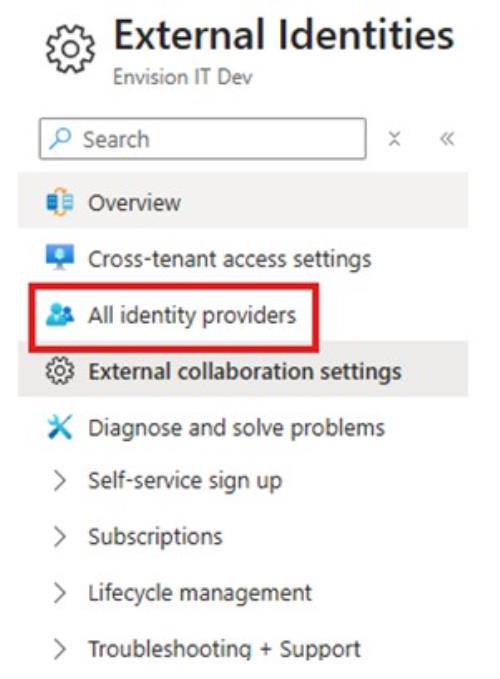 All Identity Providers All Identity Providers